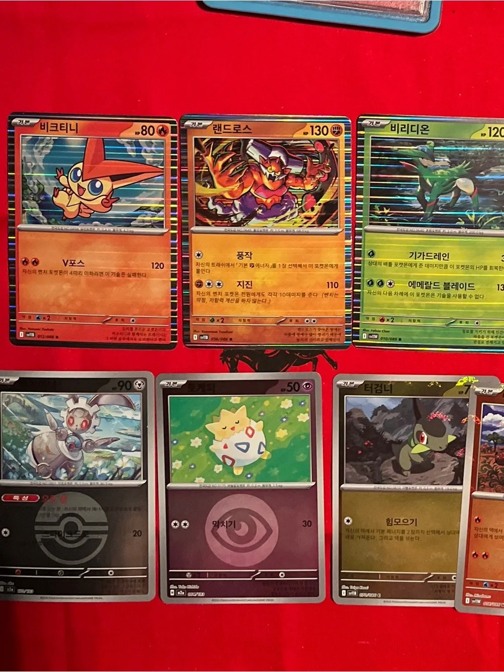 Pokemon Trading Card Lot with Red, Orange, Green, Black and Gold Holo Cards